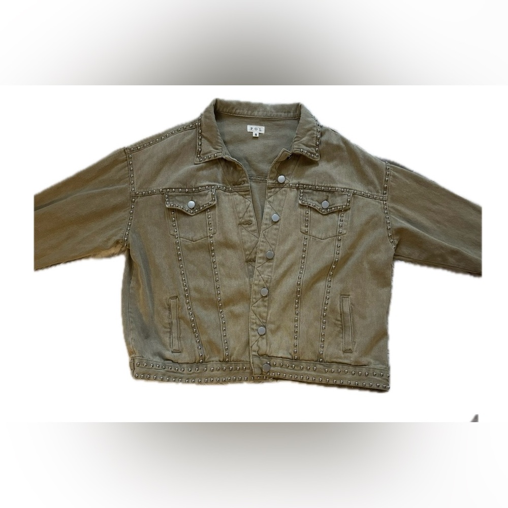 POL Sage Button-Up Jacket Silver Studs – Size Small – EUC